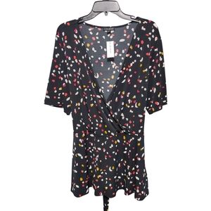 Lane Bryant Colorful Polka Dot Tie Waist Fit & Flare Blouse Women's Plus Size 2X